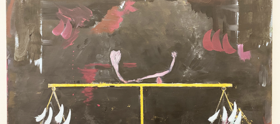 Bart Baele / La balance des couilles / Huile sur toile / oil on canvas / 2021 / 70 x 90 cm